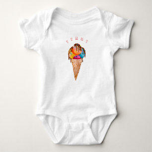 Colourful ice cream in a crispy cone baby bodysuit