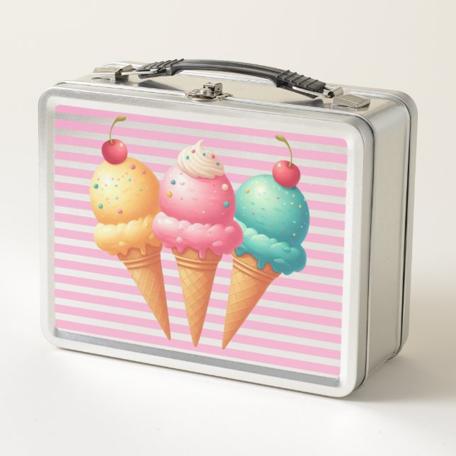 Colourful Ice cream Metal Lunch Box (Front)