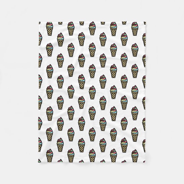 Colourful Ice Cream Pattern Fleece Blanket (Front)