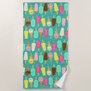 Colourful Ice Cream Pattern Summer Beach Towel