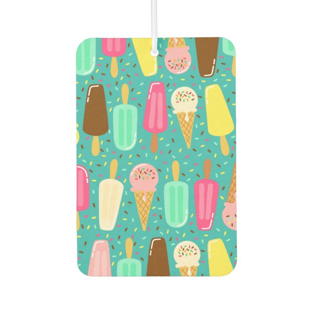 Colourful Ice Cream Pattern Summer  Car Air Freshener (Front)