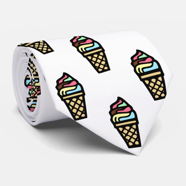 Colourful Ice Cream Pattern Tie (Rolled)