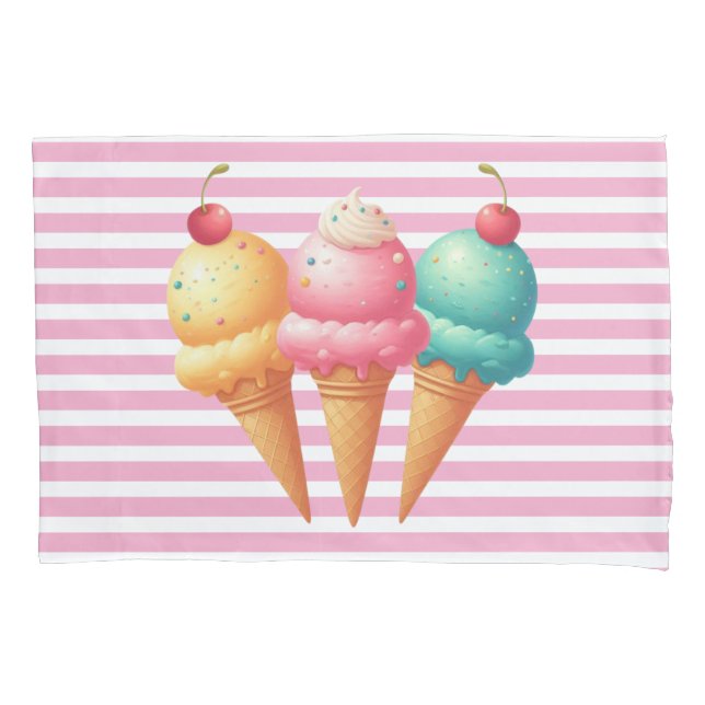 Colourful Ice cream Pillowcase (Front)