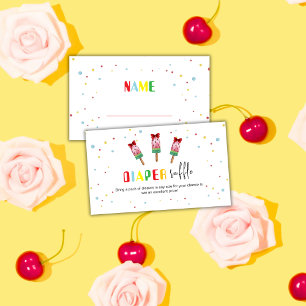 Colourful Ice Cream Pop Diaper Raffle Baby Shower Enclosure Card