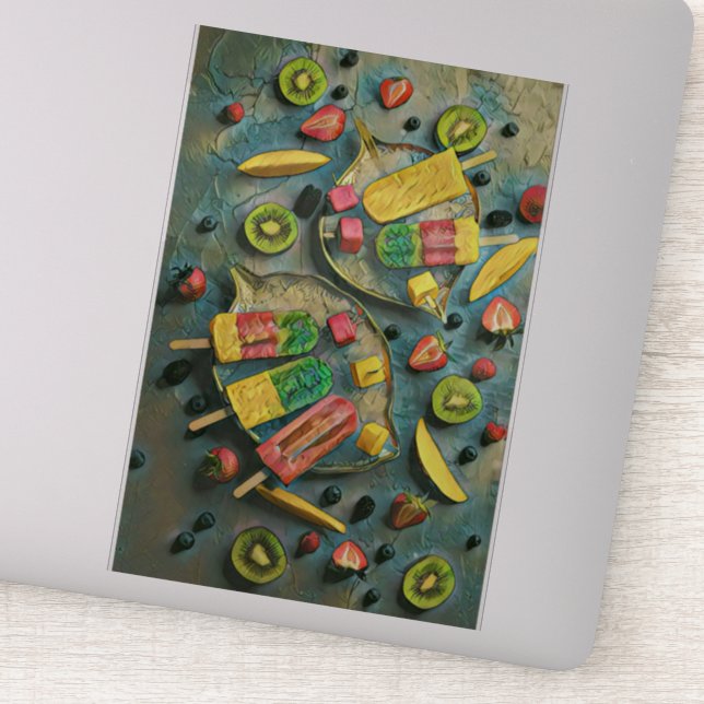 Colourful ice cream popsicles fruits (Detail)