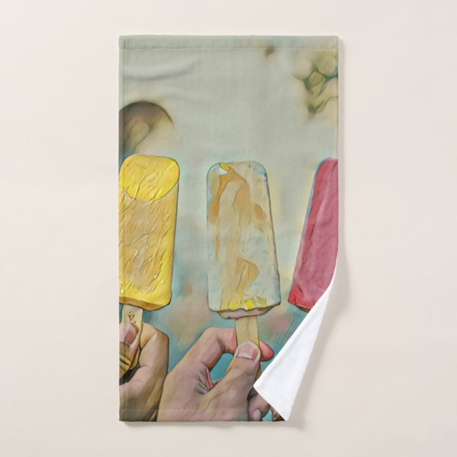 Colourful ice cream popsicles hand towel (Hand Towel)