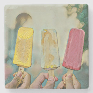 Colourful ice cream popsicles stone coaster