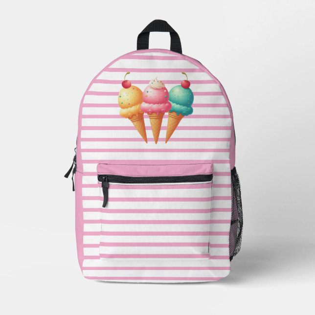 Colourful Ice cream Printed Backpack (Front)