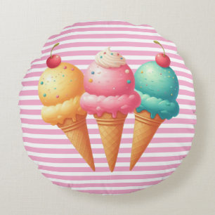 Colourful Ice cream Round Cushion