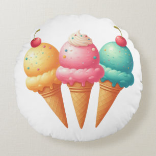 Colourful Ice cream Round Cushion