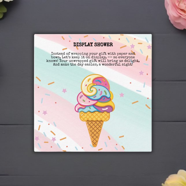 Colourful Ice Cream Scoop Sprinkles Baby Shower Enclosure Card (Creator Uploaded)