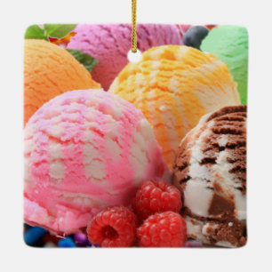 colourful ice cream scoops ceramic ornament