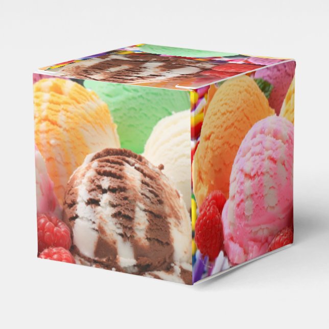 colourful ice cream scoops favour box (Front Side)