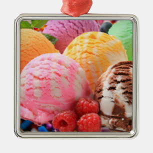 colourful ice cream scoops metal ornament