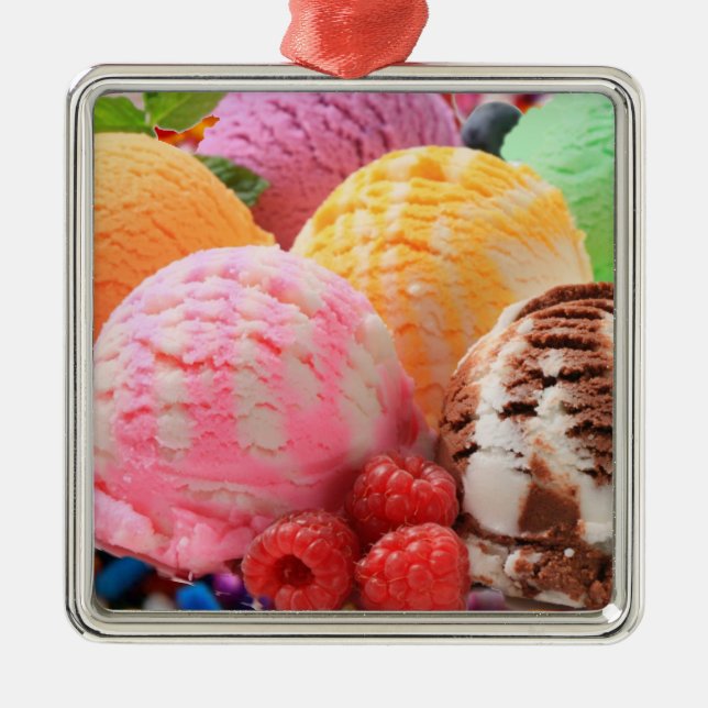 colourful ice cream scoops metal ornament (Front)