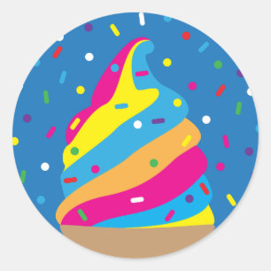 Colourful Ice Cream & Sprinkles Classic Round Sticker