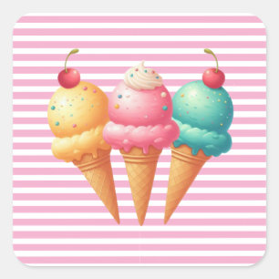 Colourful Ice cream Square Sticker
