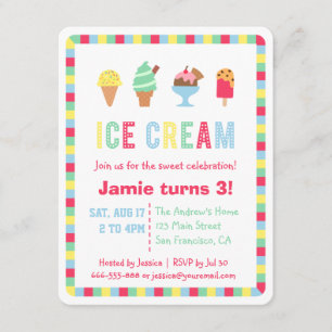 Colourful Ice Cream Summer Party Invitations
