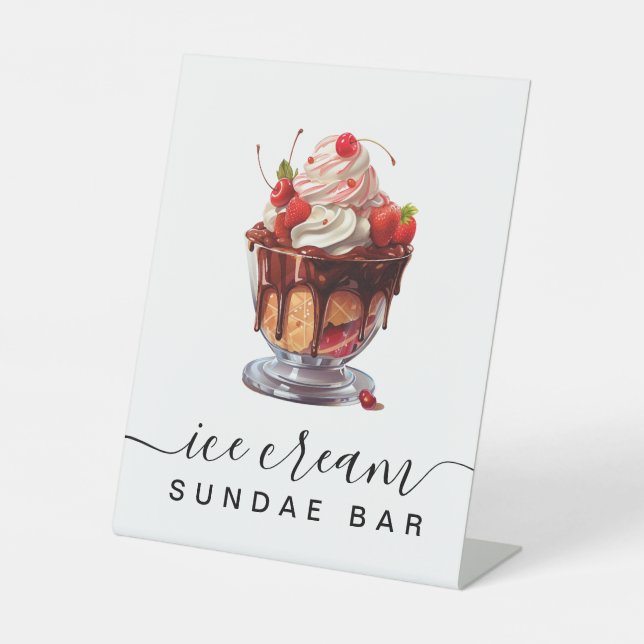 Colourful Ice Cream Sundae Bar Pedestal Sign (Front)
