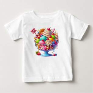 Colourful Ice Cream Sundae – Cute Dessert Illustra Baby T-Shirt