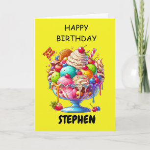 Colourful Ice Cream Sundae – Cute Dessert Illustra Card