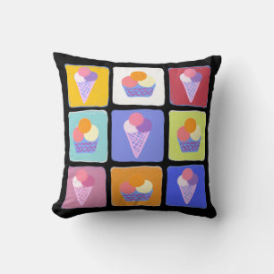 Colourful ice creams collage cushion