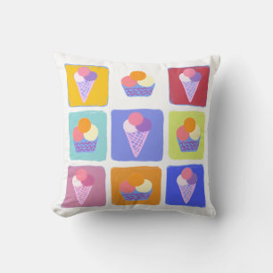 Colourful ice creams collage cushion