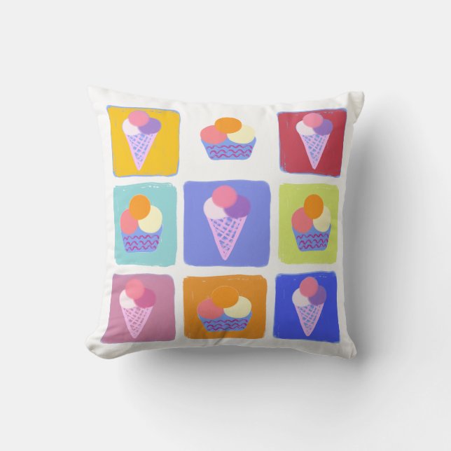 Colourful ice creams collage cushion (Front)