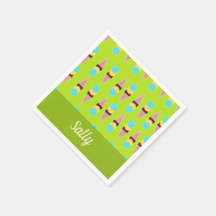 Colourful ice creams on green napkin