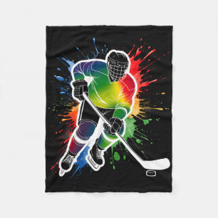 Colourful Ice Hockey Fan Player Tie Dye Colour Spl Fleece Blanket