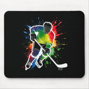 Colourful Ice Hockey Fan Player Tie Dye Colour Spl Mouse Pad