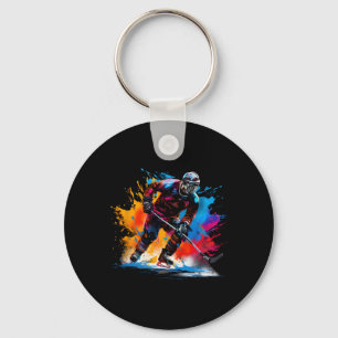 Colourful Ice Hockey  Key Ring