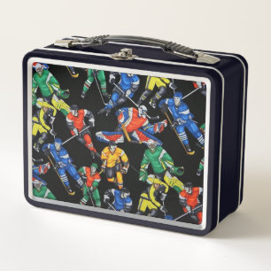 Colourful Ice Hockey Players Metal Lunch Box