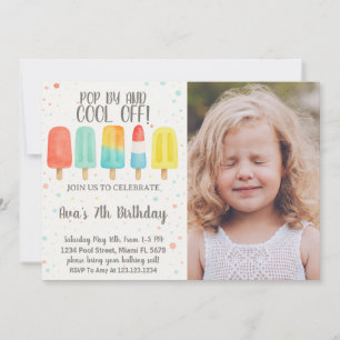 Colourful Ice Pop Birthday Invitation