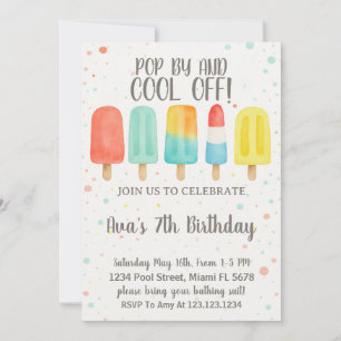 Colourful Ice Pop Birthday Invitation
