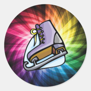 Colourful Ice Skate Classic Round Sticker
