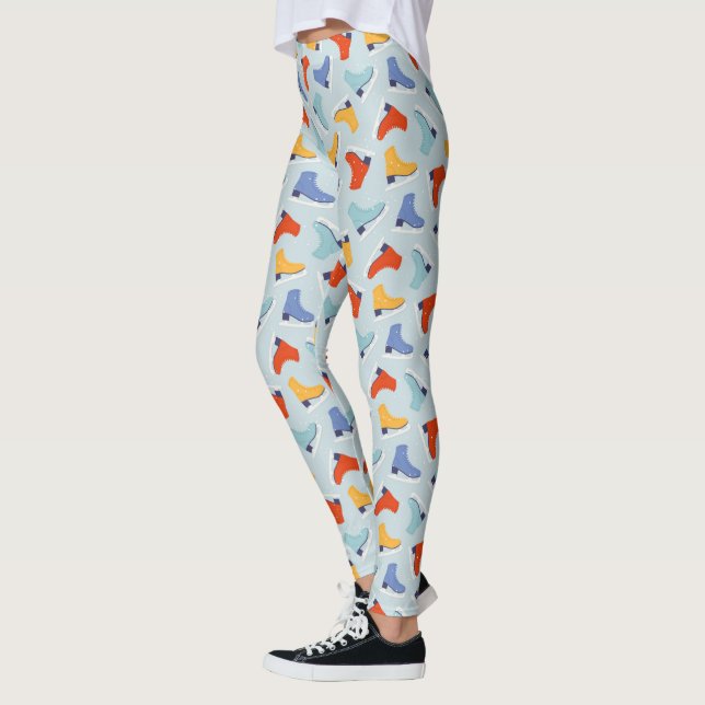 Colourful Ice Skate Winter Pattern Leggings (Left)