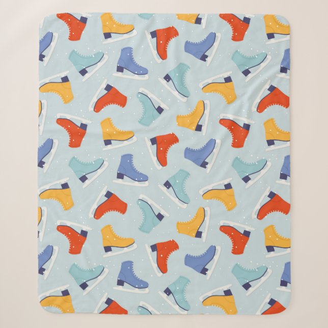 Colourful Ice Skate Winter Pattern Sherpa Blanket (Front)
