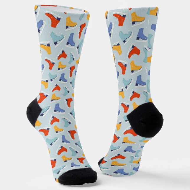 Colourful Ice Skate Winter Pattern Socks (Angled)