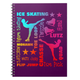 Colourful Ice Skating Theme Terminology Typography Notebook