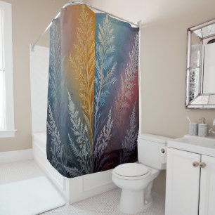 Colourful Icy Plant-Like Feathering Shower Curtain