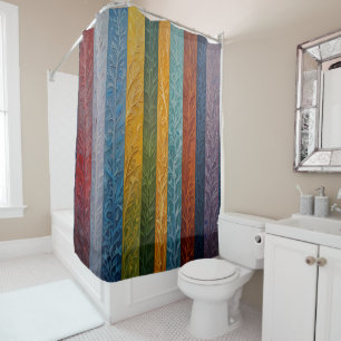 Colourful Icy Plant-Like Feathering Shower Curtain
