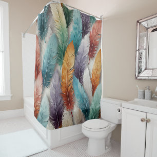 Colourful Icy Plant-Like Feathering Shower Curtain
