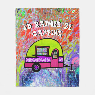 Colourful I'd Rather Be Camping Blanket