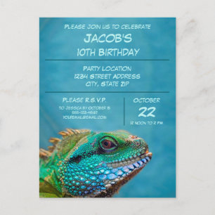 Colourful Iguana 10th Birthday Party Celebration Postcard