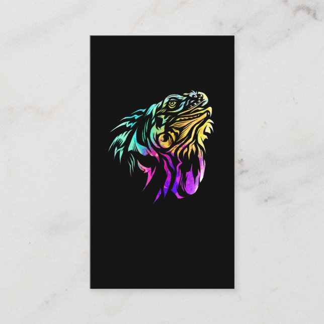 Colourful Iguana Lizard Art Reptile Tropical Anima Business Card (Front)