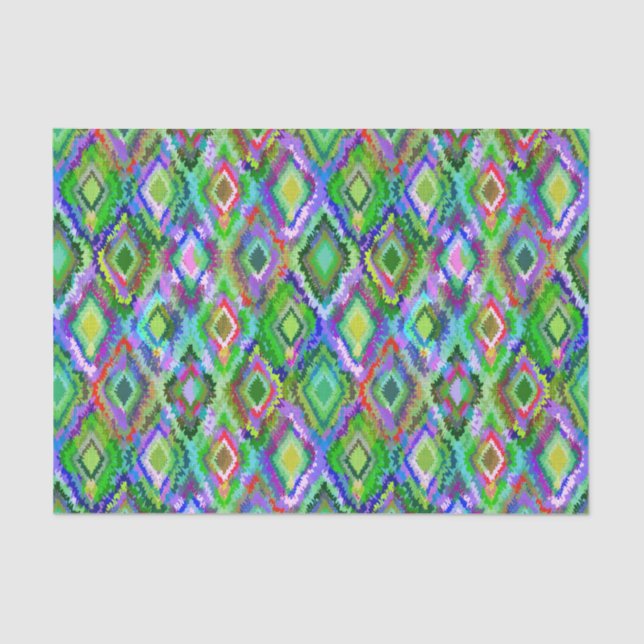 Colourful Ikat Tribal Geometric Pattern 2 Tissue Paper (Front)