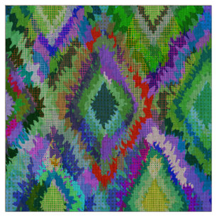 Colourful Ikat Tribal Geometric Pattern Fabric