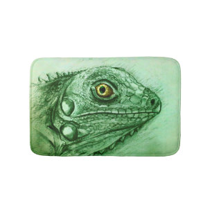 Colourful illustrated bath mat - Iguana