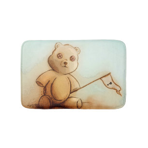 Colourful illustrated bath mat - Teddy